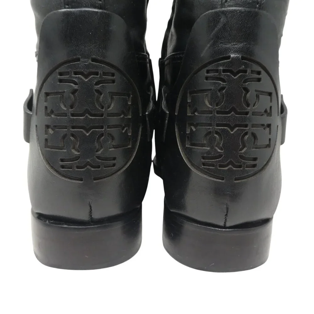 Tory Burch Colton Black Leather Knee High Harness Riding Boots Womens 9
